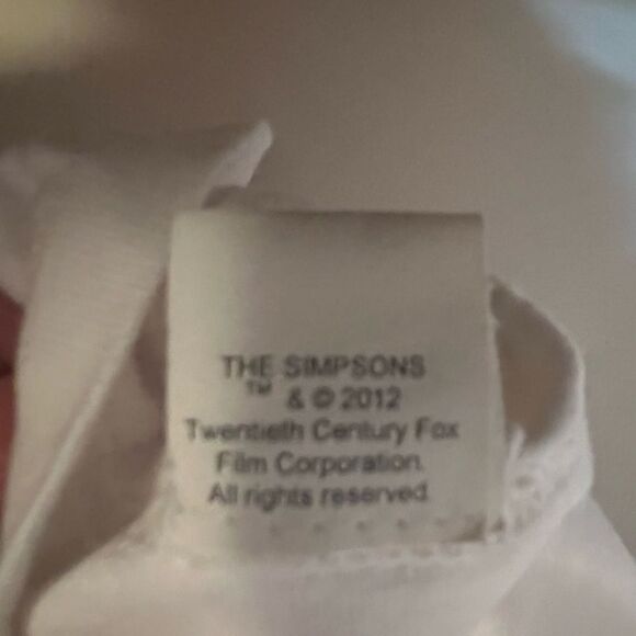 White T-Shirt with Cartoon Print Homer Simpson VTG - Picture 2 of 4